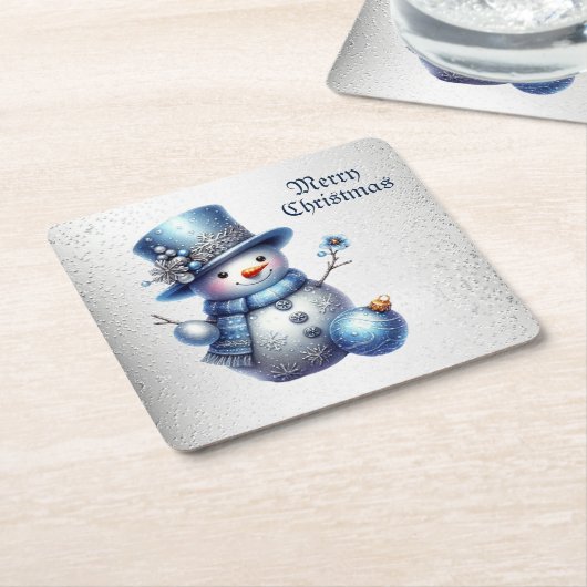 Sneeuwman Kerst Elegante Winter Feestdagen Kartonnen Onderzetters (Schuin)