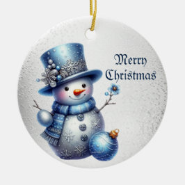 Sneeuwman Kerst Elegante Winter Feestdagen Keramisch Ornament