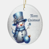 Sneeuwman Kerst Elegante Winter Feestdagen Keramisch Ornament (Links)