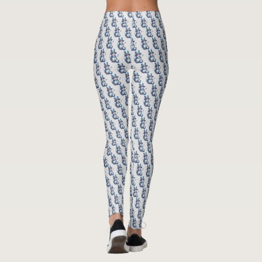 Sneeuwman Kerst Elegante Winter Feestdagen Leggings (Achterkant)