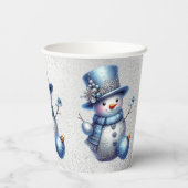 Sneeuwman Kerst Elegante Winter Feestdagen Papieren Bekers (Achterkant)