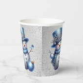 Sneeuwman Kerst Elegante Winter Feestdagen Papieren Bekers (Rechts)