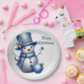 Sneeuwman Kerst Elegante Winter Feestdagen Papieren Bordje (Feest)