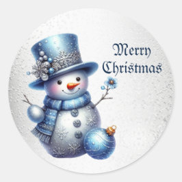 Sneeuwman Kerst Elegante Winter Feestdagen Ronde Sticker