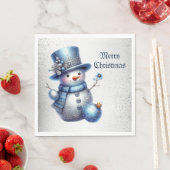 Sneeuwman Kerst Elegante Winter Feestdagen Servet (Insitu)