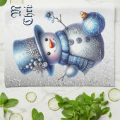 Sneeuwman Kerst Elegante Winter Feestdagen Theedoek (Gevouwen)