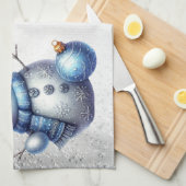 Sneeuwman Kerst Elegante Winter Feestdagen Theedoek (Quarter Fold)