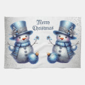 Sneeuwman Kerst Elegante Winter Feestdagen Theedoek (Horizontaal)