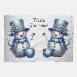 Sneeuwman Kerst Elegante Winter Feestdagen Theedoek