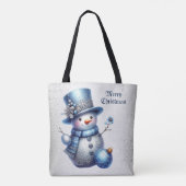Sneeuwman Kerst Elegante Winter Feestdagen Tote Bag (Achterkant)