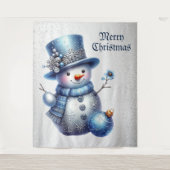 Sneeuwman Kerst Elegante Winter Feestdagen Wandkleed (Voorkant)