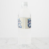 Sneeuwman Kerst Elegante Winter Feestdagen Waterfles Etiket (Achterkant)