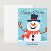 Sneeuwman Kerst Flat Vakantie Kaart (Voorkant / Achterkant)