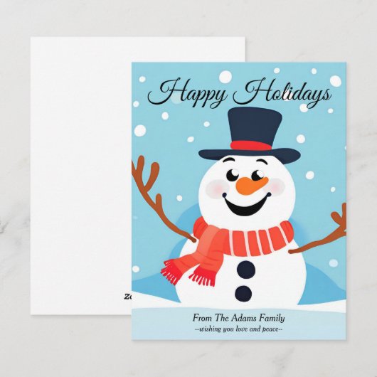 Sneeuwman Kerst Flat Vakantie Kaart (Voorkant / Achterkant)