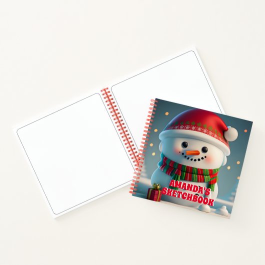 Sneeuwman Kerst Gepersonaliseerd Kinder Schetsboek Notitieboek (Binnen)
