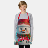 Sneeuwman Kerst Gepersonaliseerde Kinder Schort (Gedragen)
