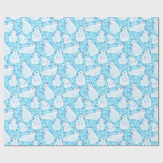 Sneeuwman Kerst inpakpapier (Vlak)