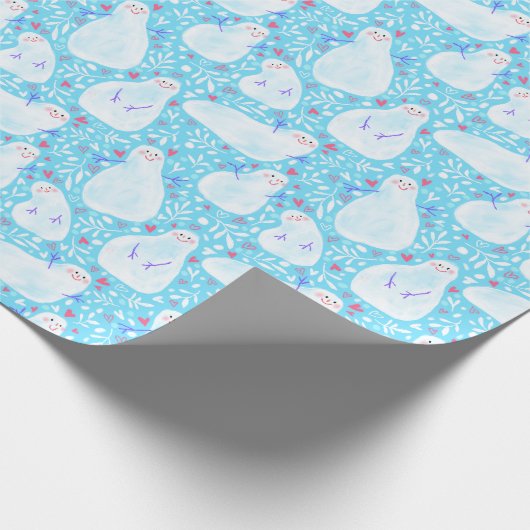 Sneeuwman Kerst inpakpapier (Hoek)