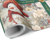 Sneeuwman Kerst Inpakpapier met tekst (Rol Hoek)