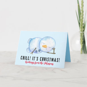 Sneeuwman Kerst Kaart, gepersonaliseerde Xmas Kaar Aankondiging