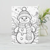 Sneeuwman Kerst Kinder Winter Homeschool Kleuren Feestdagenkaart (Staand voorkant)