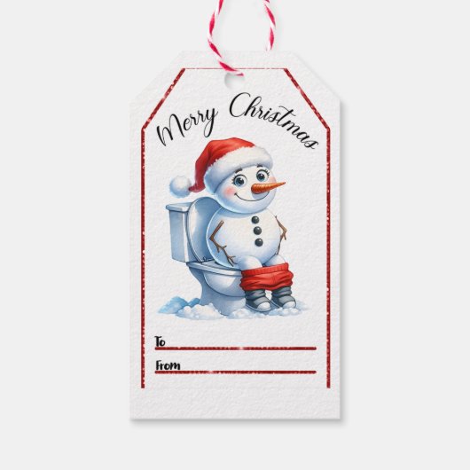 Sneeuwman Kerst label in vakantie juichen Cadeaulabel (Achterkant)