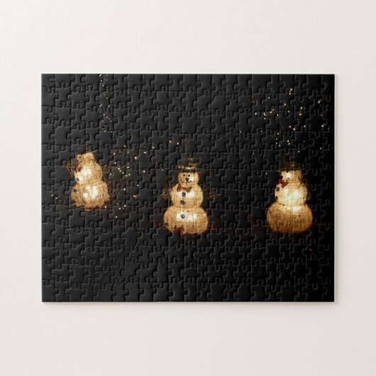 Sneeuwman Kerst Licht Show Legpuzzel (Horizontaal)