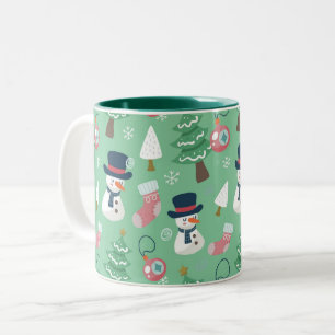 Sneeuwman Kerst Mok, Feestelijke Vakantie Koffieko Tweekleurige Koffiemok