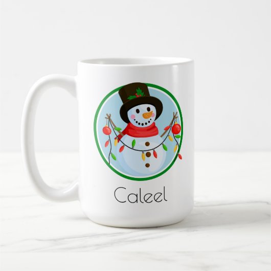 Sneeuwman Kerst Mok: Snip in vakantie Koffiemok (Links)