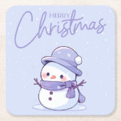 Sneeuwman Kerst Onderzetter (Voorkant)