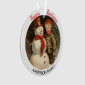  sneeuwman kerst ornament (voorkant)