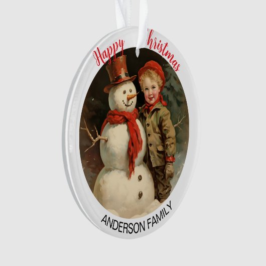  sneeuwman kerst ornament (voorkant)