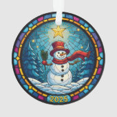 Sneeuwman Kerst Ornament 2025 – Gebrandschilderd G (achterkant)