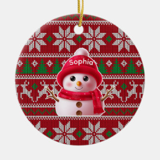 Sneeuwman Kerst Ornament met Eigen Naam