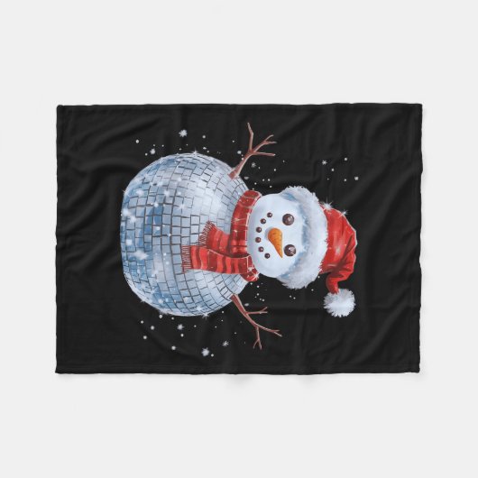 Sneeuwman Kerst Retro Santa Hat Disco Ball Match Fleece Deken (Voorkant (Horizontaal))