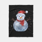 Sneeuwman Kerst Retro Santa Hat Disco Ball Match Fleece Deken (Voorkant)