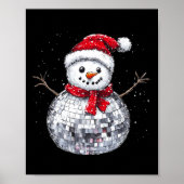 Sneeuwman Kerst Retro Santa Hat Disco Ball Match Poster (Voorkant)