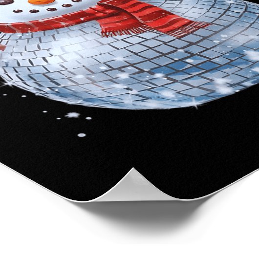 Sneeuwman Kerst Retro Santa Hat Disco Ball Match Poster (Hoek)