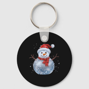 Sneeuwman Kerst Retro Santa Hat Disco Ball Match Sleutelhanger