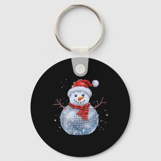 Sneeuwman Kerst Retro Santa Hat Disco Ball Match Sleutelhanger (Voorkant)