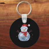 Sneeuwman Kerst Retro Santa Hat Disco Ball Match Sleutelhanger (Voorkant)