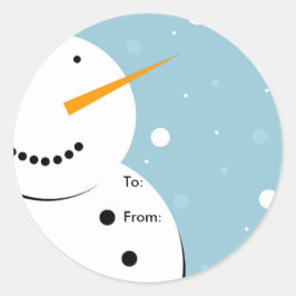 Sneeuwman Kerst sticker Label, naar: Van: