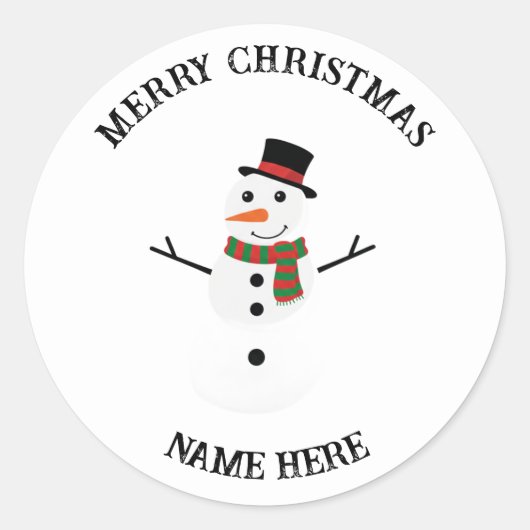 Sneeuwman Kerst Sticker | Op maat gemaakte Kerstca (Voorkant)