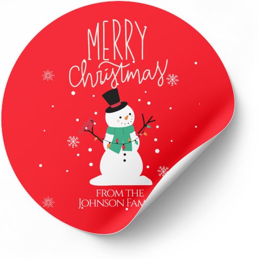 Sneeuwman Kerst stickers: personaliseer uw geschen Ronde Sticker