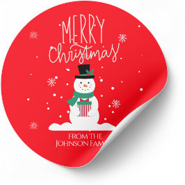 Sneeuwman Kerst stickers: Personaliseer vreugde Ronde Sticker