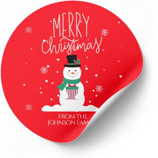 Sneeuwman Kerst stickers: Personaliseer vreugde Ronde Sticker