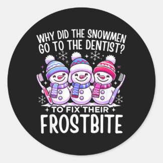 Sneeuwman Kerst Tandarts Tandheelkundige Istant Xm Ronde Sticker