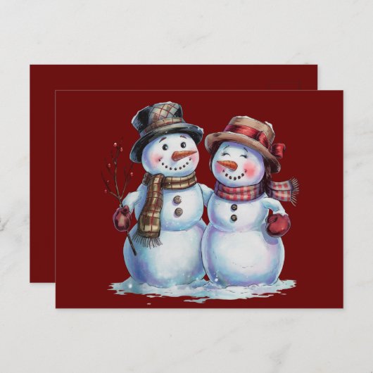 Sneeuwman Kerst  Vakantie Briefkaart (Voorkant / Achterkant)