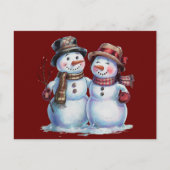 Sneeuwman Kerst  Vakantie Briefkaart (Voorkant)