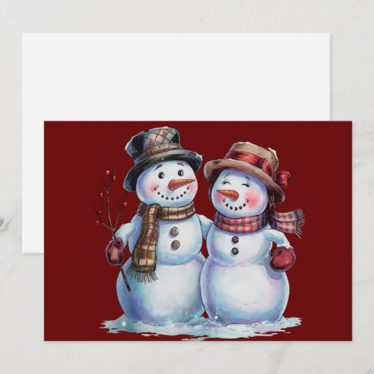 Sneeuwman Kerst  Vakantie Feestdagenkaart (Voorkant / Achterkant)